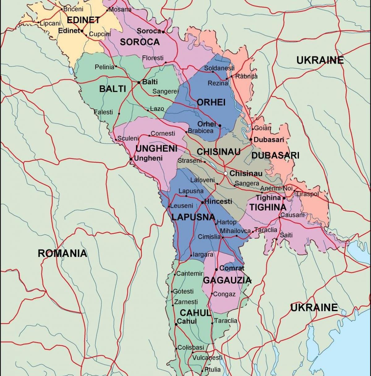 Χάρτης της Μολδαβίας πολιτική